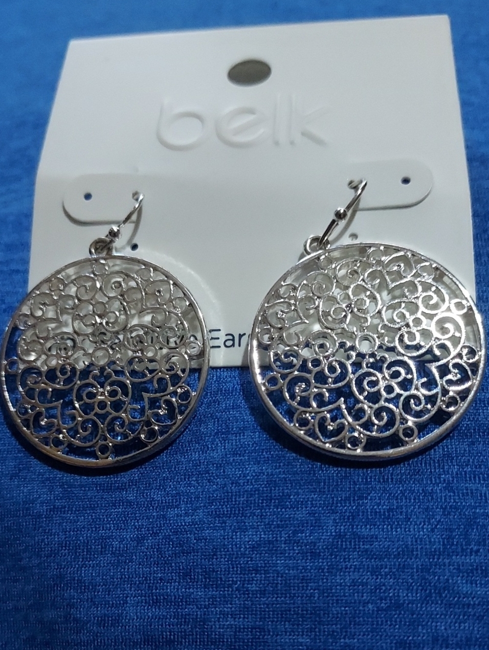 belk Silver Filigree Round Drop Earrings